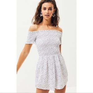 White Pleated Off-Shoulder Romper